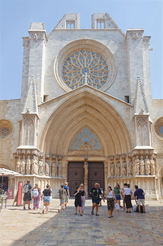 14 - The grand main facade of the Tarragona Cathedral (Catedral de Santa Tecla) in Catalonia, Spain